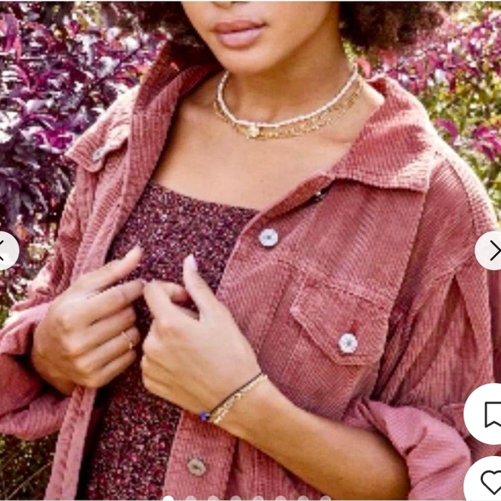 American Eagle Mauve Corduroy Button Jacket Size Medium